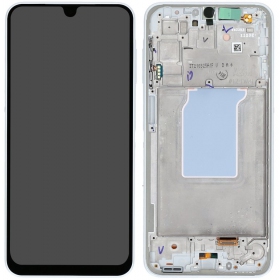 Ekranas Samsung A266 A26 5G su lietimui jautriu stikliuku e rėmeliu White original (service pack)