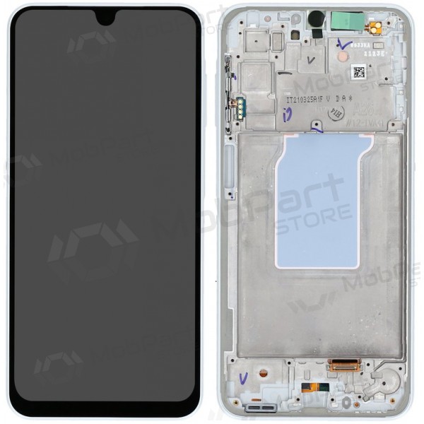 Ekranas Samsung A266 A26 5G su lietimui jautriu stikliuku e rėmeliu White original (service pack)