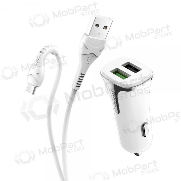 Carregador automobilinis Hoco Z31 Quick Charge 3.0 (3.4A) x 2 USB + microUSB (branco)