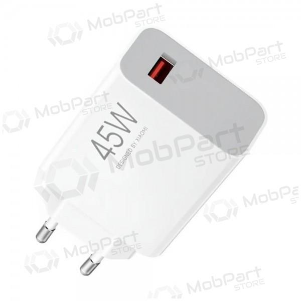 Carregador de telefone Xiaomi Turbo Charging Power Adapter BHR07SLEU 45 W USB-A PD branco.