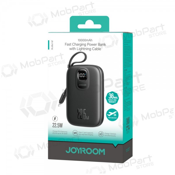 Bateria externa Power Bank Joyroom JR-PBF18 22.5W with Lightning cable 10000mAh preto Bateria externa Power Bank Joyroom JR-PBF18 22.5W with Lightning cable 10000mAh preto