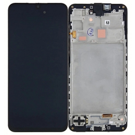 Ekranas Samsung A165 A16 4G su lietimui jautriu stikliuku e rėmeliu Black original (service pack)