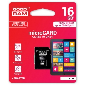 Cartão de memória GOODRAM MicroSD 16Gb (class 10) + SD adapter
