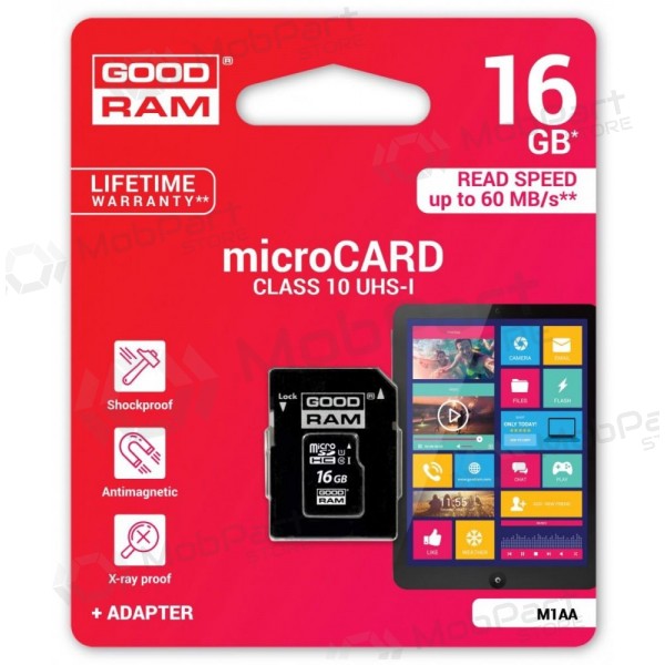 Cartão de memória GOODRAM MicroSD 16Gb (class 10) + SD adapter