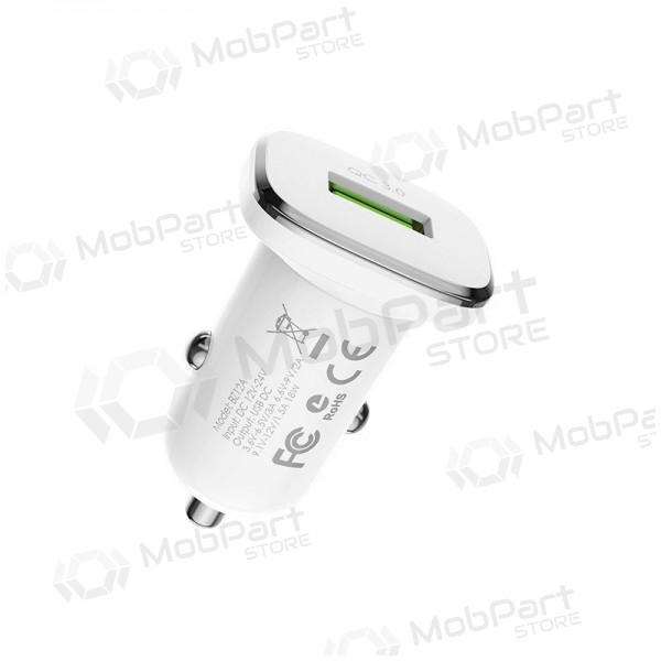 Carregador automobilinis Borofone BZ12A Quick Charge 3.0 + Type-C (branco)