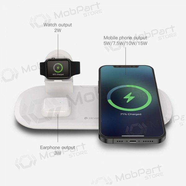 Carregador sem fio Devia 3in1 Smart Phone, Apple Watch, Airpods (branco)