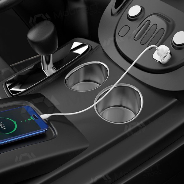 Carregador automobilinis Borofone BZ12A Quick Charge 3.0 + Type-C (branco)