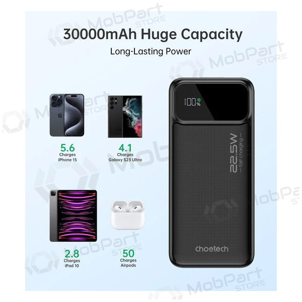 Bateria externa Power Bank Choetech B730 22.5W 30000mAh preto Bateria externa Power Bank Choetech B730 22.5W 30000mAh preto