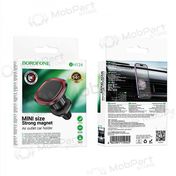 Suporte para telefone de carro Borofone BH124 (air vent) preto Suporte para telefone de carro Borofone BH124 (air vent) preto