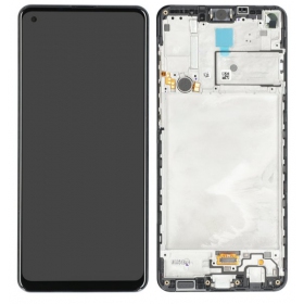 Ekranas Samsung A217F A21s su lietimui jautriu stikliuku e rėmeliu Black original