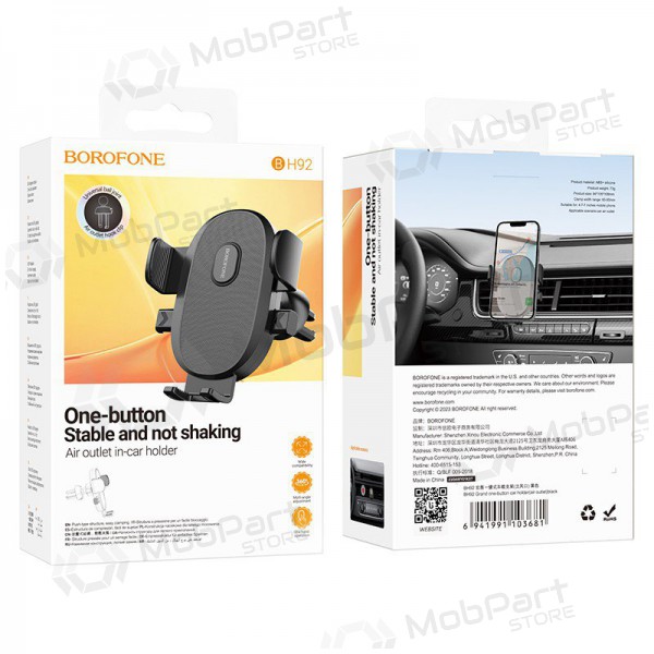 Suporte para telefone de carro Borofone BH92 (air vent) preto Suporte para telefone de carro Borofone BH92 (air vent) preto