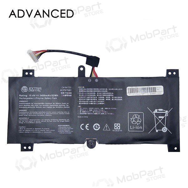 ASUS C41N1731, 3400mAh bateria do portátil, Advanced ASUS C41N1731, 3400mAh bateria do portátil, Advanced