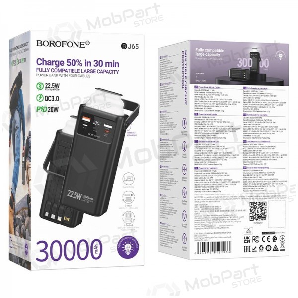 Bateria externa Power Bank Borofone BJ65 22.5W 30000mAh preto