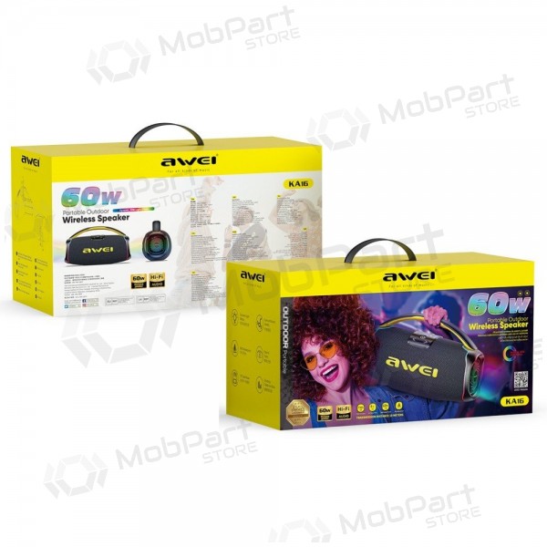 Bluetooth alto-falante portátil Awei KA16 60W preto