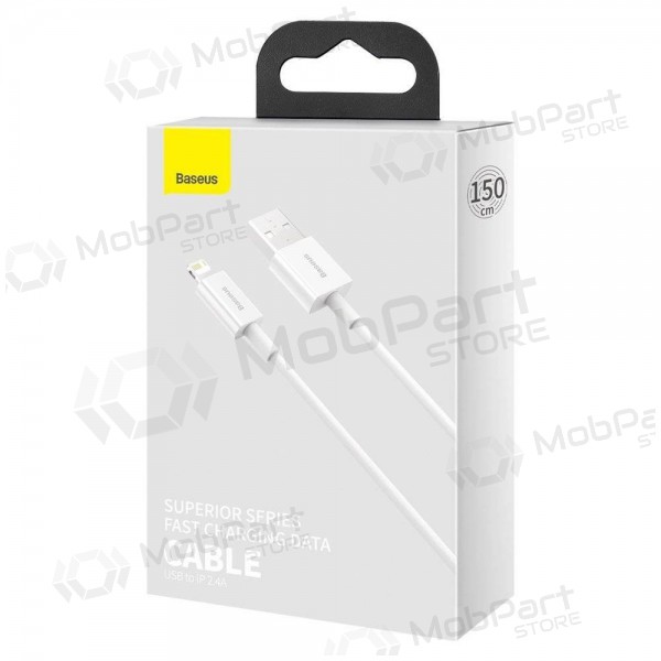 USB cabo Baseus Superior Lightning 2.4A 1.5m (branco) CALYS-B02