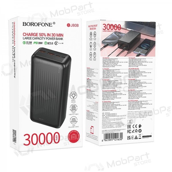 Bateria externa Power Bank Borofone BJ80B 22.5W 30000mAh preto