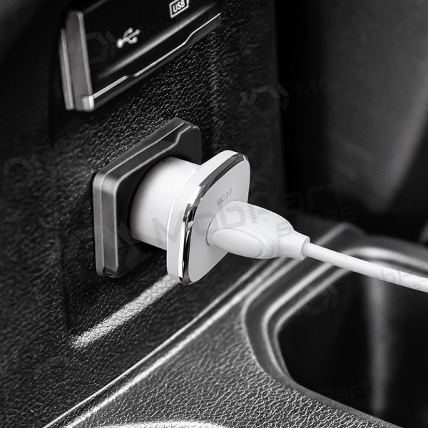 Carregador automobilinis Borofone BZ12A Quick Charge 3.0 + Type-C (branco)