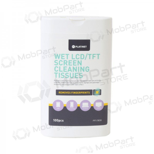 Wet wipes PLATINET for LCD / TFT screens PLATINET 11x9,4cm (100unidade)