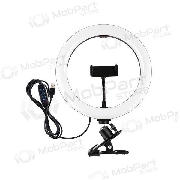 LED žiedinė lâmpada 26cm, su telefono laikikliu e spaustuku, USB LED žiedinė lâmpada 26cm, su telefono laikikliu e spaustuku, USB