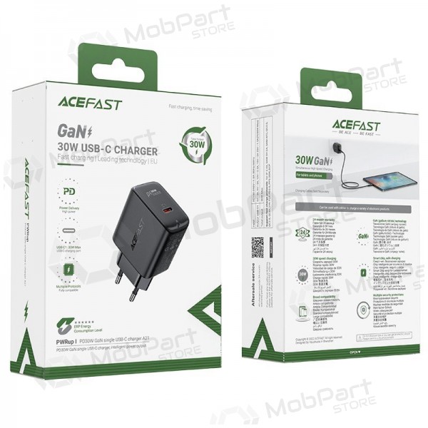 Carregador buitinis Acefast A21 30W GaN USB-C preto