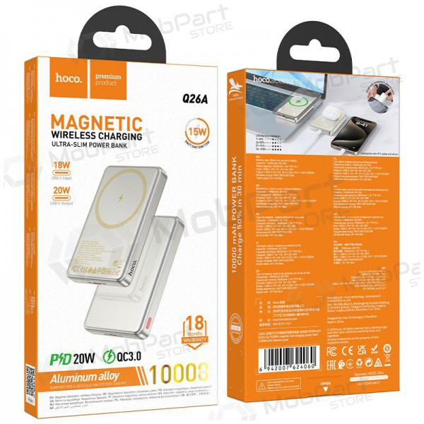 Bateria externa Power Bank Hoco Q26A PD20W Magnetic 10000mAh dourado