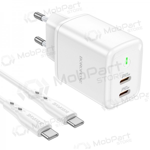 Carregador buitinis Borofone BN9 2xType-C 35W + Type-C branco