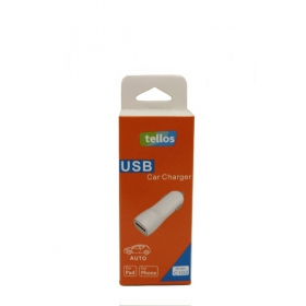 Carregador de carro Tellos C102 USB 1A (branco)