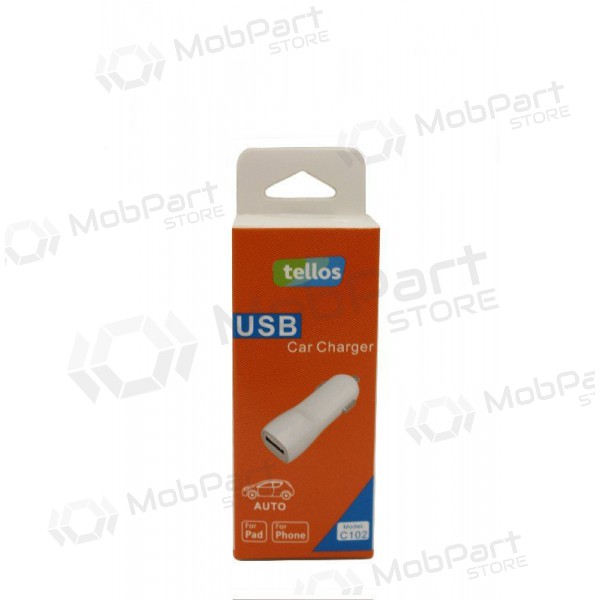 Carregador de carro Tellos C102 USB 1A (branco)