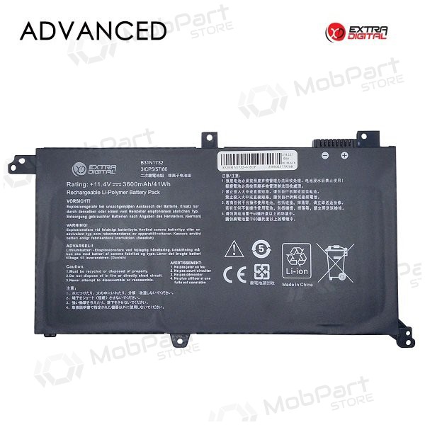 ASUS B31N1732, 3600mAh bateria do portátil, Advanced ASUS B31N1732, 3600mAh bateria do portátil, Advanced