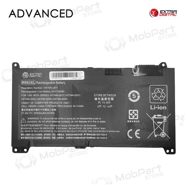 HP RR03XL, 3500mAh bateria do portátil, Advanced HP RR03XL, 3500mAh bateria do portátil, Advanced