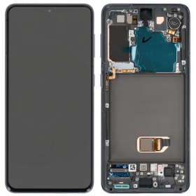 Ekranas Samsung G991 S21 5G su lietimui jautriu stikliuku e rėmeliu Phantom Grey original (service pack)