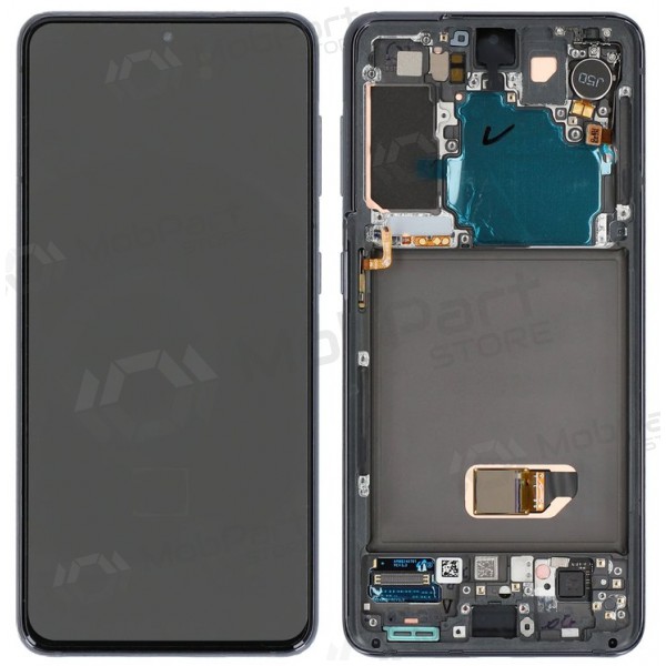 Ekranas Samsung G991 S21 5G su lietimui jautriu stikliuku e rėmeliu Phantom Grey original (service pack)