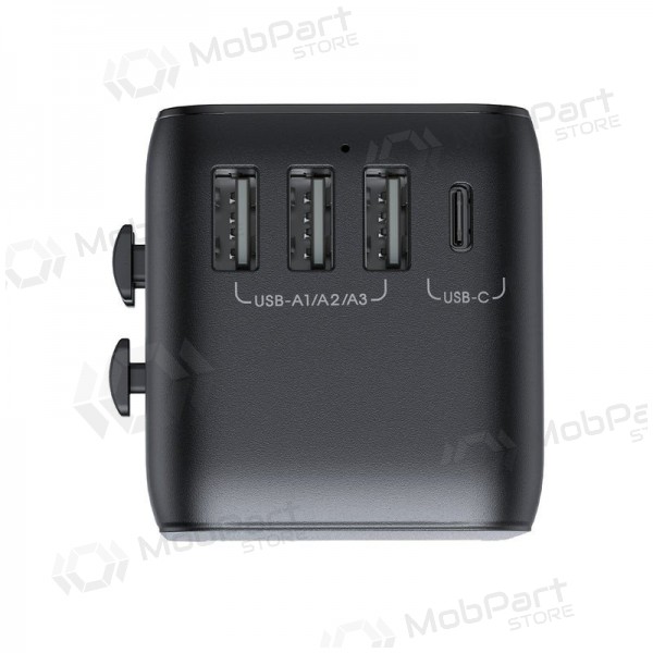Universal kelioninis carregador Joyroom JR-TCW01 3xUSB-A/USB-C preto