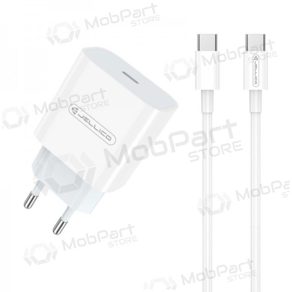 Carregador Jellico AK180 20W USB-C + USB-C to USB-C cable 1.0m branco