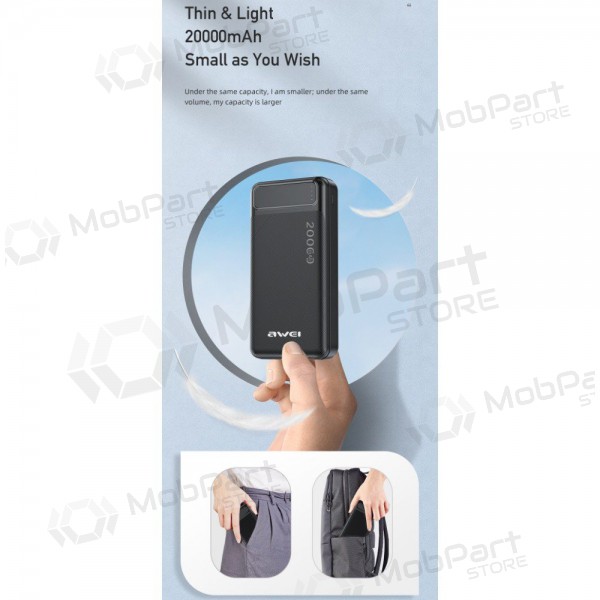 Bateria externa Power Bank Awei P6K 5V/2.1A 20000mAh preto