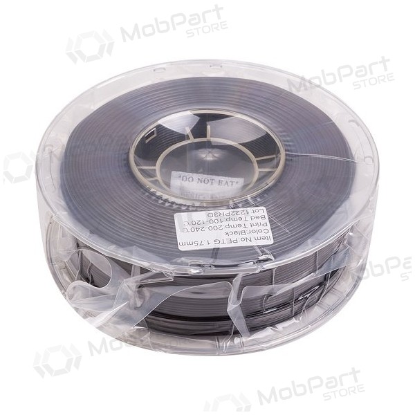 3D spausdinimo plastikas PETG, 1.75mm, 1kg, preto 3D spausdinimo plastikas PETG, 1.75mm, 1kg, preto