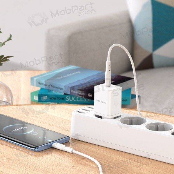 Carregador buitinis Borofone BN6 Type-C PD+QC3.0 20W, branco