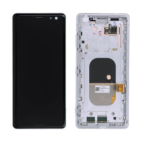 Sony Xperia XZ3 H8416 / H9436 ecrã (branco) (com moldura) (usado grade A, original)