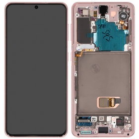 Ekranas Samsung G991 S21 5G su lietimui jautriu stikliuku e rėmeliu Phantom Pink original (service pack)