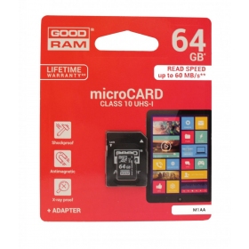 Cartão de memória GOODRAM MicroSD 64Gb (class 10) + SD adapter