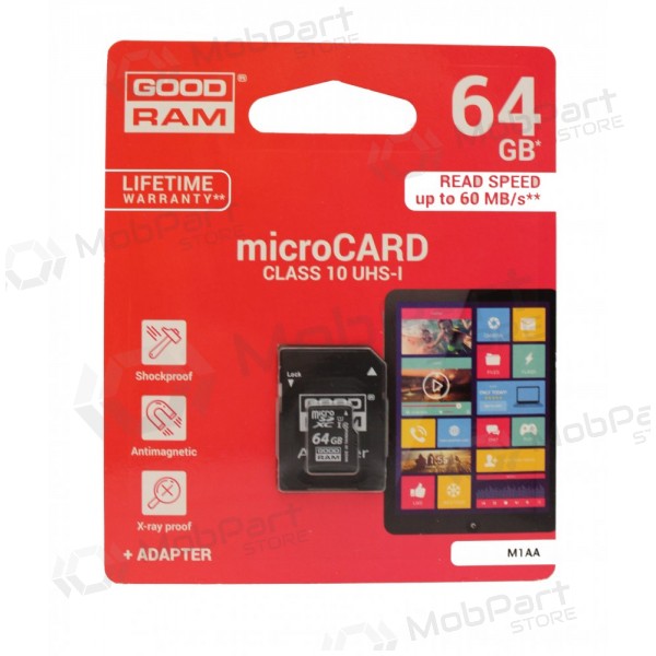 Cartão de memória GOODRAM MicroSD 64Gb (class 10) + SD adapter