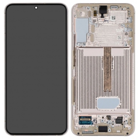 Ekranas Samsung S906 S22 Plus su lietimui jautriu stikliuku e rėmeliu White/Cream/Sky Blue original (service pack)