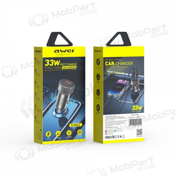 Carregador de carro Awei C-857 33W USB-C/USB-A preto