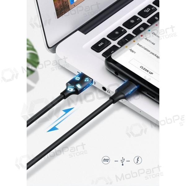 USB cabo Ugreen US287 USB to USB-C 3A 2.0m preto