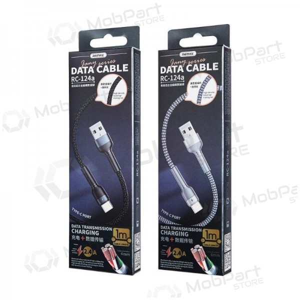 USB cabo Remax RC-124a USB-A to USB-C 1.0m preto