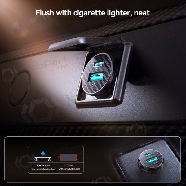 Carregador de carro Joyroom JR-CCN16 USB-A/USB-C 15W preto