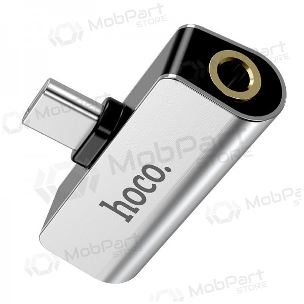 Adaptador Hoco LS26 iš Type-C į Type-C + 3,5mm (prata) Adaptador Hoco LS26 iš Type-C į Type-C + 3,5mm (prata)
