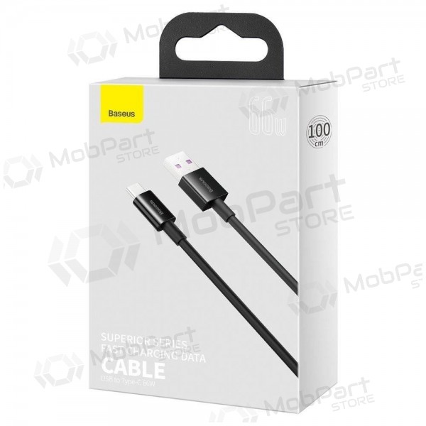 USB cabo Baseus Superior iš USB į Type-C 66W 2.0m preto CATYS-A01