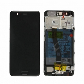 Huawei P10 ecrã (preto) (com moldura e bateria) (usado grade B, original)