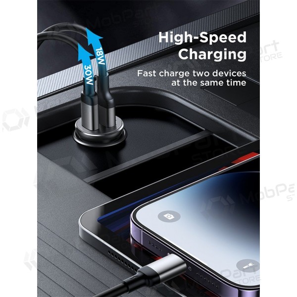 Carregador automobilinis Joyroom CCN05 USB-C/USB-A 30W preto